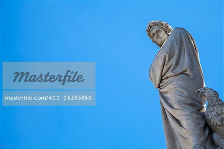 Dante's statue in front of Santa Croce church - Florence, Italy