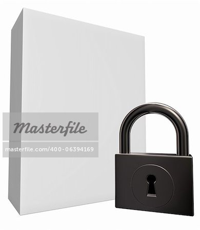 blank white box and padlock - 3d illustration