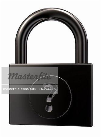 padlock with question mark on white background - 3d illustration