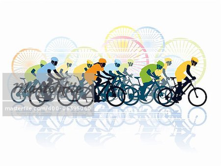 Group of cyclist in the bicycle race. Sport illustration