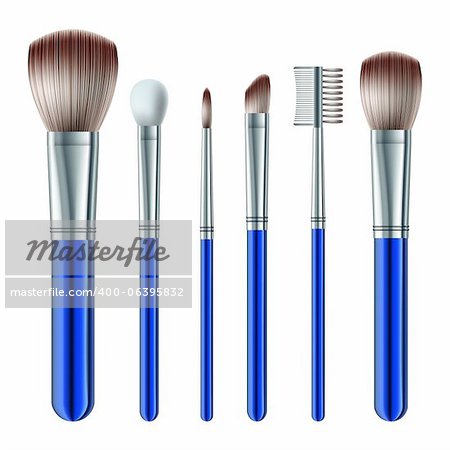 Set of makeup brushes on white background. Vector illustration