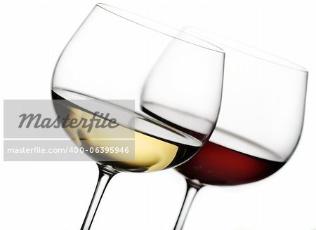 Two glasses of wine on white background