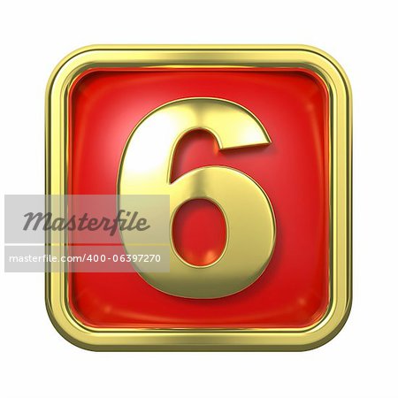 Gold Rahmen, auf rotem Hintergrund - Nummer 6 Nummern