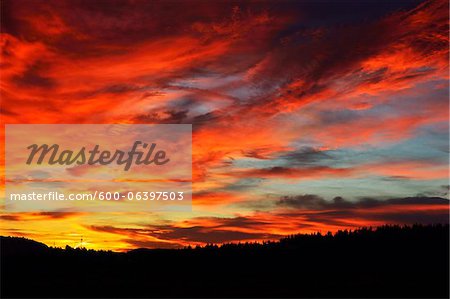 Lever du soleil, Schwarzwald-Baar, forêt noire, Bade-Wurtemberg, Allemagne