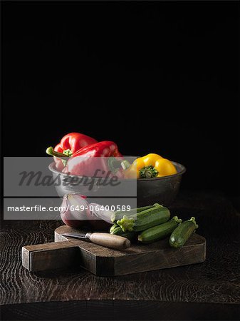Cucumbers, onion and bell peppers