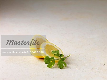Sliced lemon and coriander