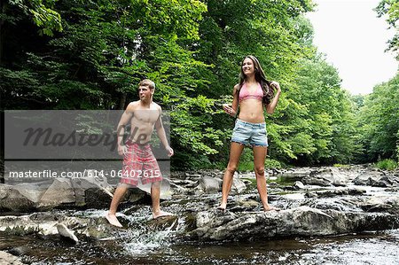 Couple standing by river