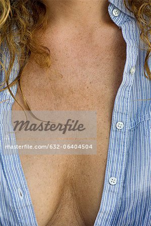 Close-up of mature woman's chest and cleavage