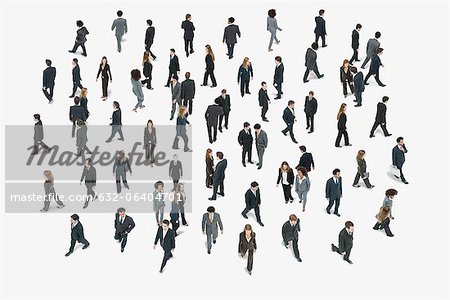 Large group of business people, high angle view