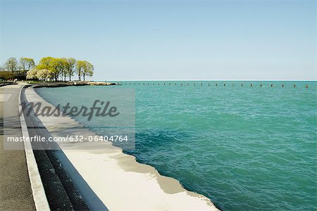 Promenade on the shores of lake michigan