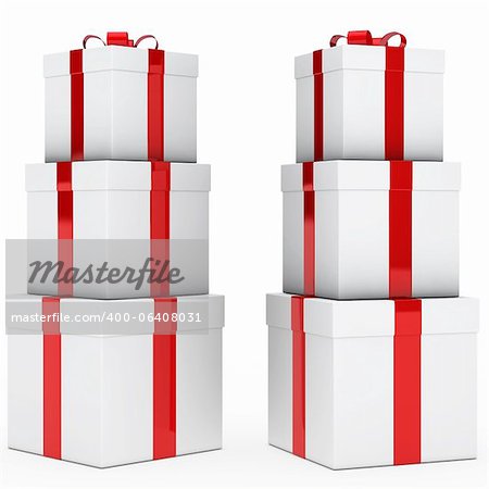 christmas gift boxes red white stack tower