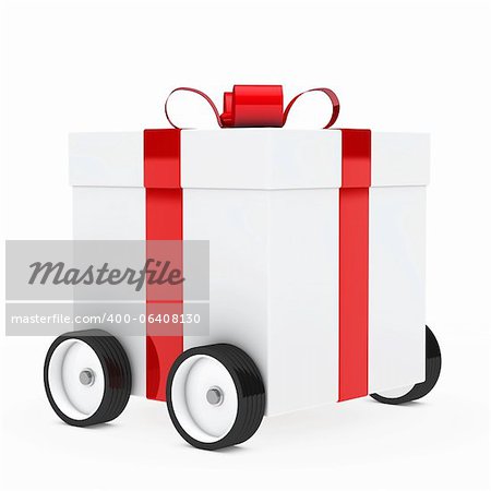 disque de Noël cadeau box véhicule blanc rouge