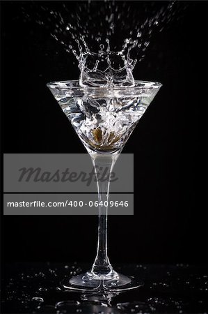 fresh coctail on the black background