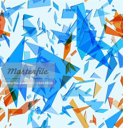 Abstract seamless pattern with blue and orange particles. Vector illustration