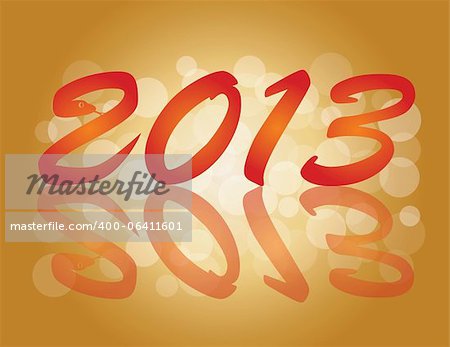 2013 Chinese New Year of the Snake Numbers Calligraphy Blurred Background Illustration