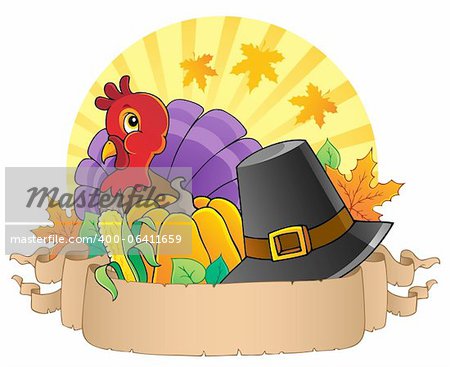 Thanksgiving theme parchment 3 - vector illustration.