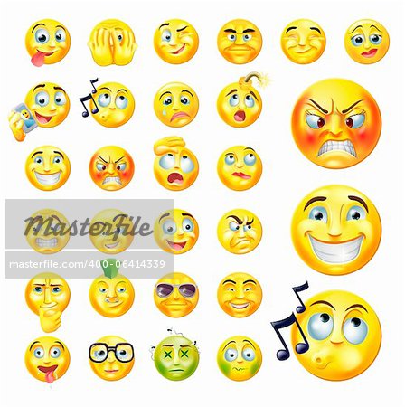 Un ensemble d'icônes très originales d'emoticon ou emoji qui représente beaucoup de réactions, des personnalités et des émotions