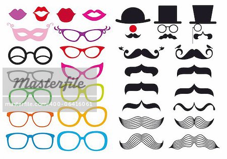 huge set of mustache and spectacles, vector design elements