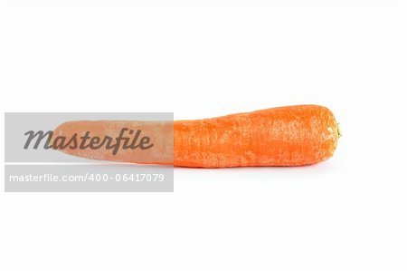 One carrot on white background. Clipping path is included