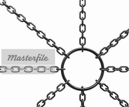 metal chains on white background - 3d illustration