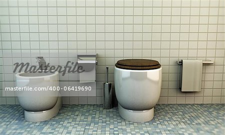 modern toilette with white ceramics