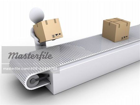 3d person is putting a box on conveyor for shipping