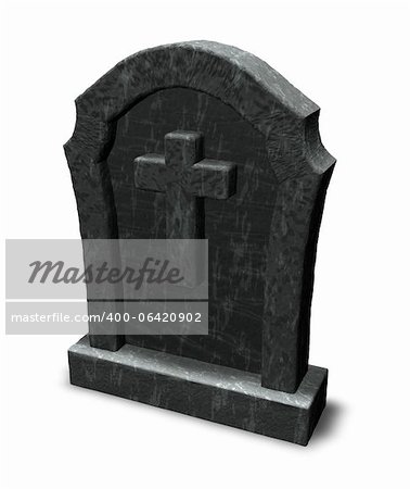gravestone with cross symbol - 3d illustration