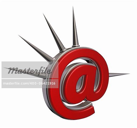 symbole de courrier avec épines blanches background-3d illustration