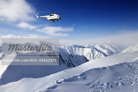 Heliski in snowy mountains