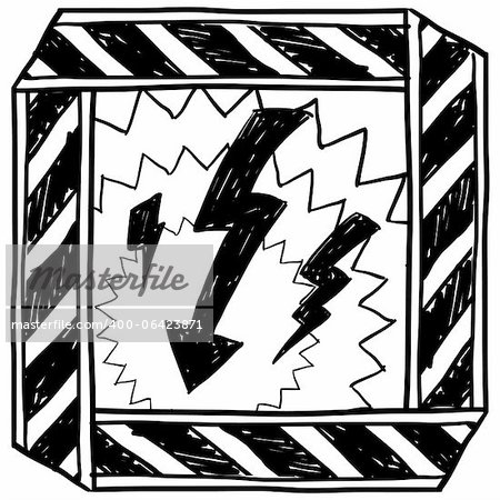 Doodle style electrical hazard or warning sketch in vector format.