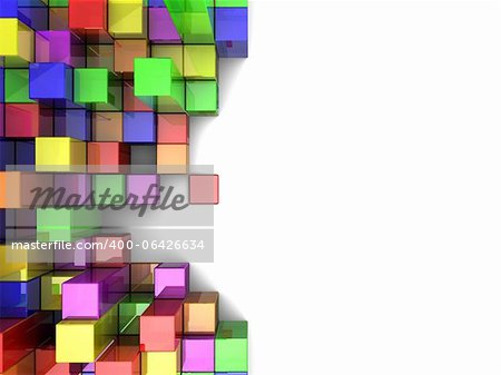 Cubes numériques colorés sur fond blanc