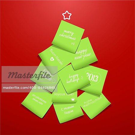 christmas tree made from post it