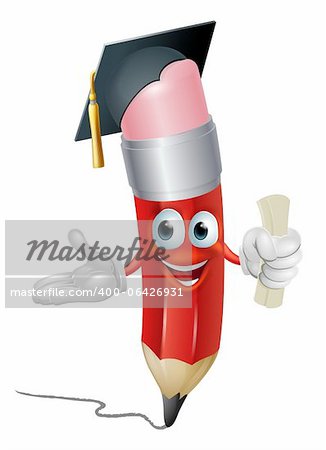 Une illustration d'un personnage de crayon Hat Conseil de mortier titulaire défilement ou avoir obtenu le diplôme