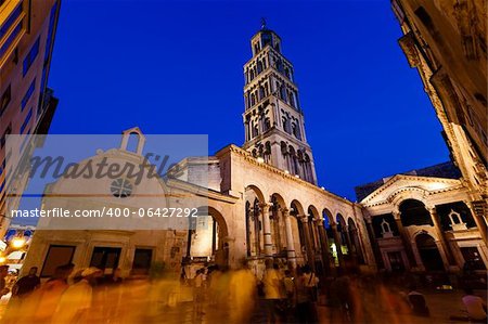Peristyle and Diocletian Palace in Split in the Evening, Croatia