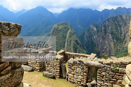 Inkastadt Machu Picchu in Peru. Antike verlorene Stadt in den Bergen.