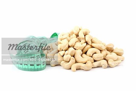 cashew and meter isolated with soft shadow over white background