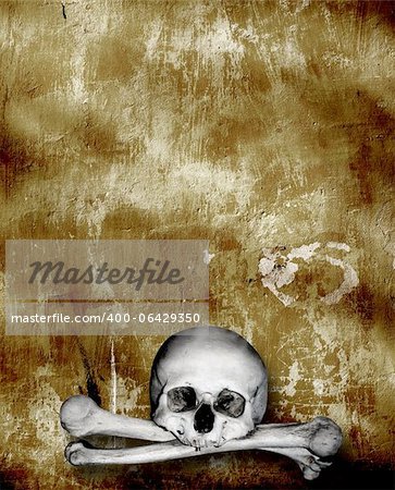 Grunge background avec os et crânes humains
