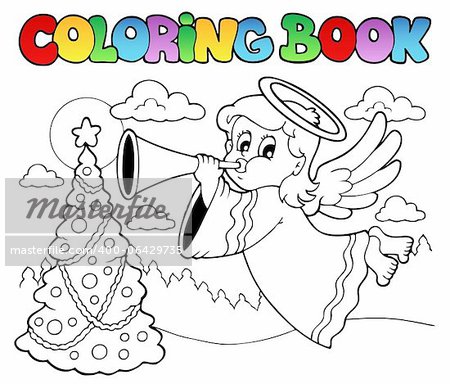 Coloring book image with angel 2 - vector illustration.