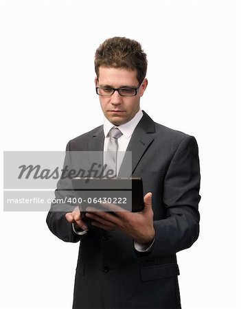 Businessman working on a digital tablet