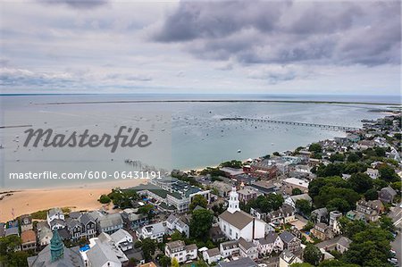 Überblick über Stadt und Hafen, Provincetown, Cape Cod, Massachusetts, USA