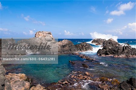 Piscine naturelle et roches, Parc National Arikok, petites Antilles, Aruba, Caraïbes