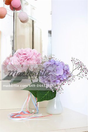 Colorful flowers in glass vase