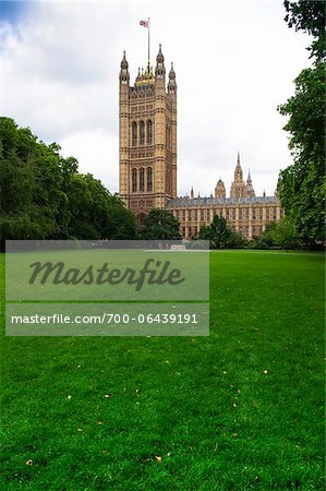 Westminster Palace and Victoria Tower Gardens in Summer, Westminster, London, England Westminster Palace and Victoria Tower Gardens in Summer, Westminster, London, England