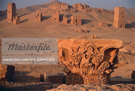 Les ruines de grès sculpté ruines de Palmyre, Syrie