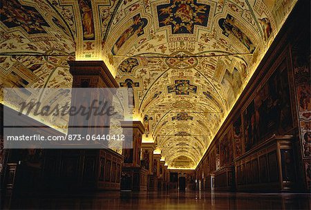 Flur der Bibliothek an den Vatikan Museum, Vatikanstadt Rom, Italien