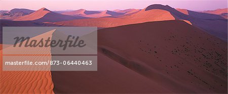 Vue d'ensemble de Dunes de sable du désert de Namib Naukluft Park Sossusvlei, Namibie, Afrique