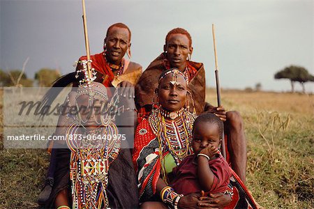 Group Of Masai People in Traditional Dress