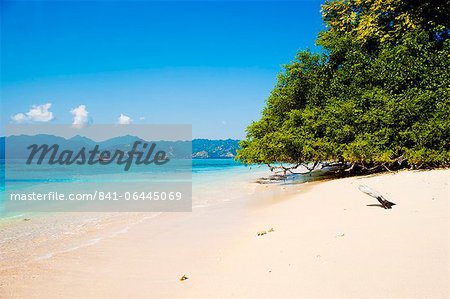 Bateau indonésien traditionnel large de Gili Meno beach, îles Gili (Indonésie), l'Asie du sud-est, Asie Bateau indonésien traditionnel large de Gili Meno beach, îles Gili (Indonésie), l'Asie du sud-est, Asie