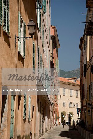 A narrow street in the Terra Nova section of Bastia in nothern Corsica, France, Europe