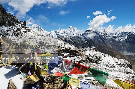 Vue de Renjo Pass de Everest himalayenne, Parc National de Sagarmatha, l'UNESCO Site du patrimoine mondial, le District de Solukhumbu, Sagarmatha, orientale, région (Purwanchal), Himalaya, Népal, Asie